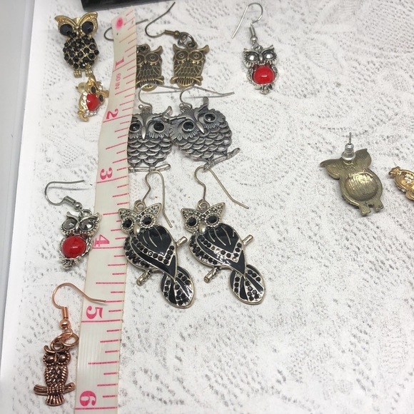 Bundle lot 7 owl birds earrings variety boho post stud dangle drop - Picture 7 of 7